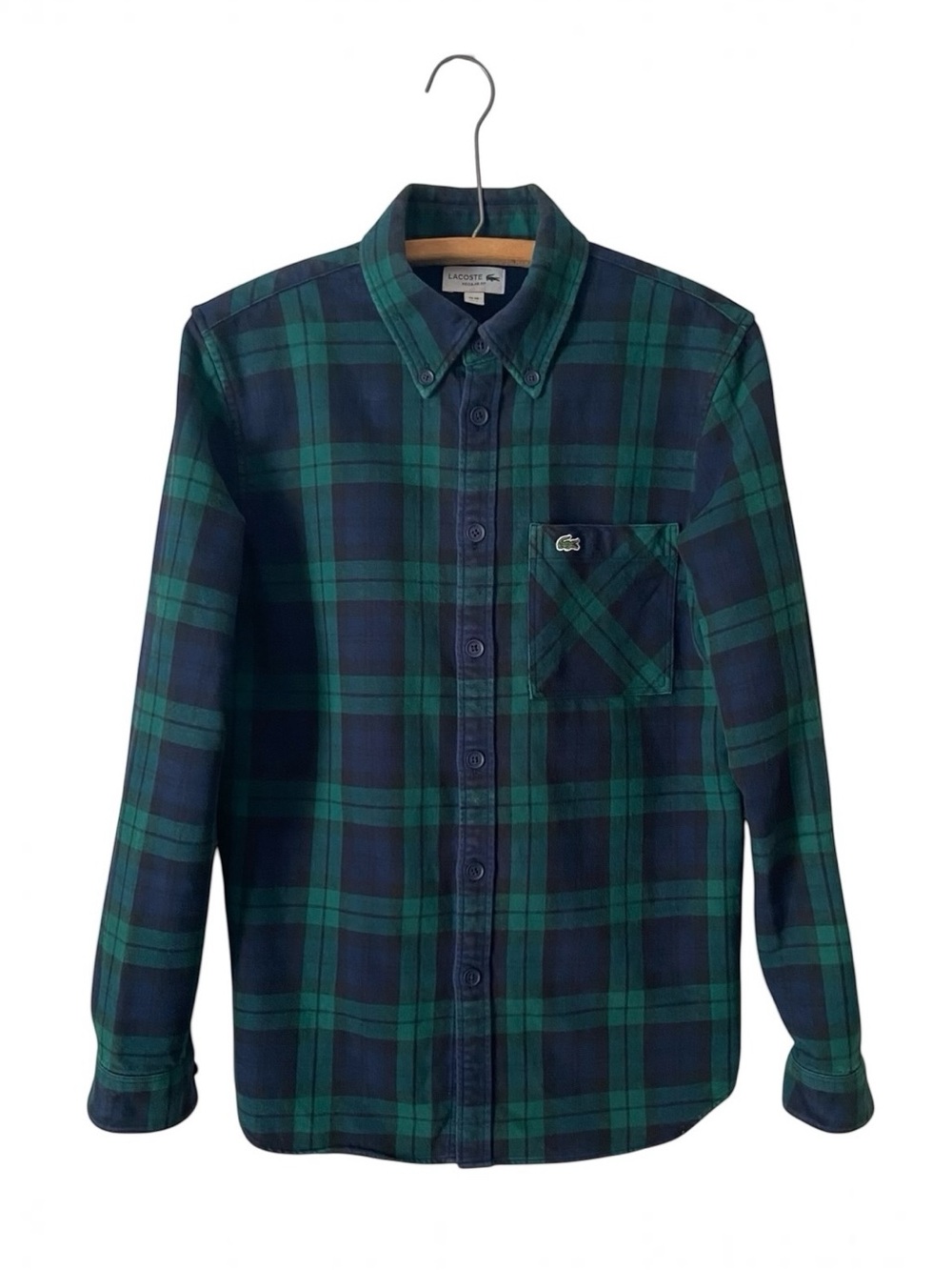 Lacoste Long Sleeve Blackwatch Plaid Flannel Shirt Overshirt S CabinCore Preppy